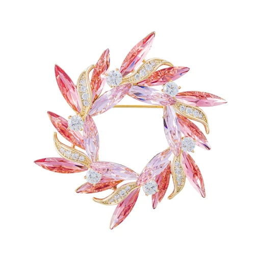 Брошь Fiore Luna ВЕНЕЦ Zircon+crystal XR14425 R/G