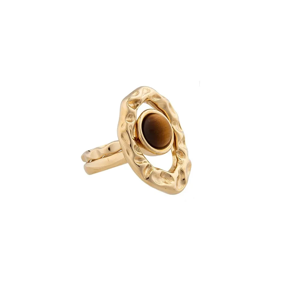 *Кольцо Possebon двойное Tiger Eye 16.5 мм *K7158.15/16.5 BR/G