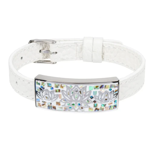 Браслет Fiore Luna на белом кожанном ремешке CB03596-11A