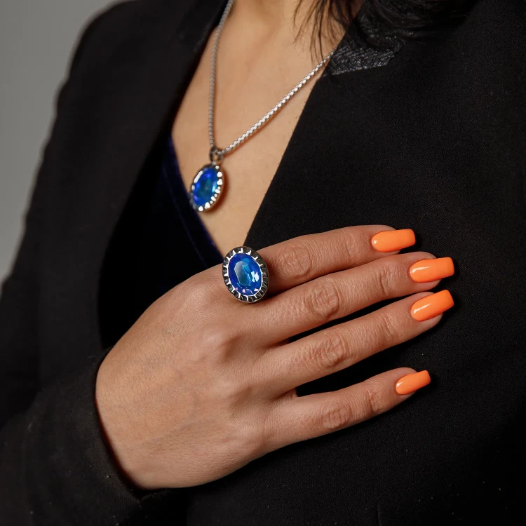 Кольцо Qudo TIVOLA UNICA big (S/P) Royal blue delite 54 688150