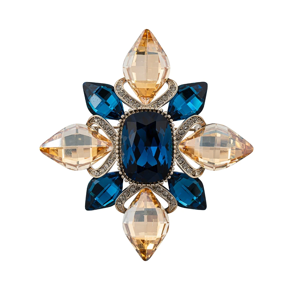 Брошь Icon crystal blue BR14908 BL/S Fiore Luna