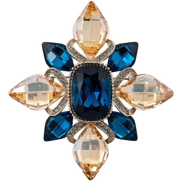 Брошь Icon crystal blue BR14908 BL/S Fiore Luna