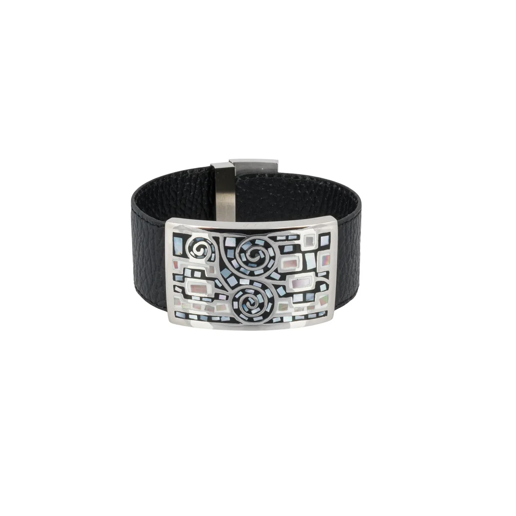 Браслет Fiore Luna на кожаном черном ремешке CB01319-7 BW/S