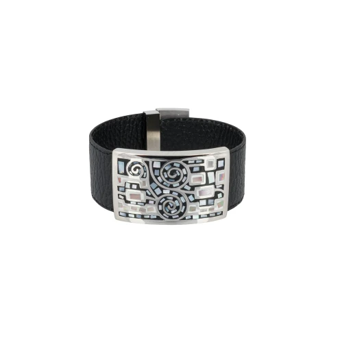 Браслет Fiore Luna на кожаном черном ремешке CB01319-7 BW/S