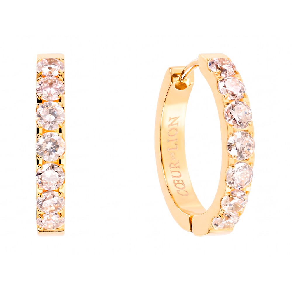 Серьги Coeur de Lion Hoop 20мм Crystal-Gold 0145/23-1816
