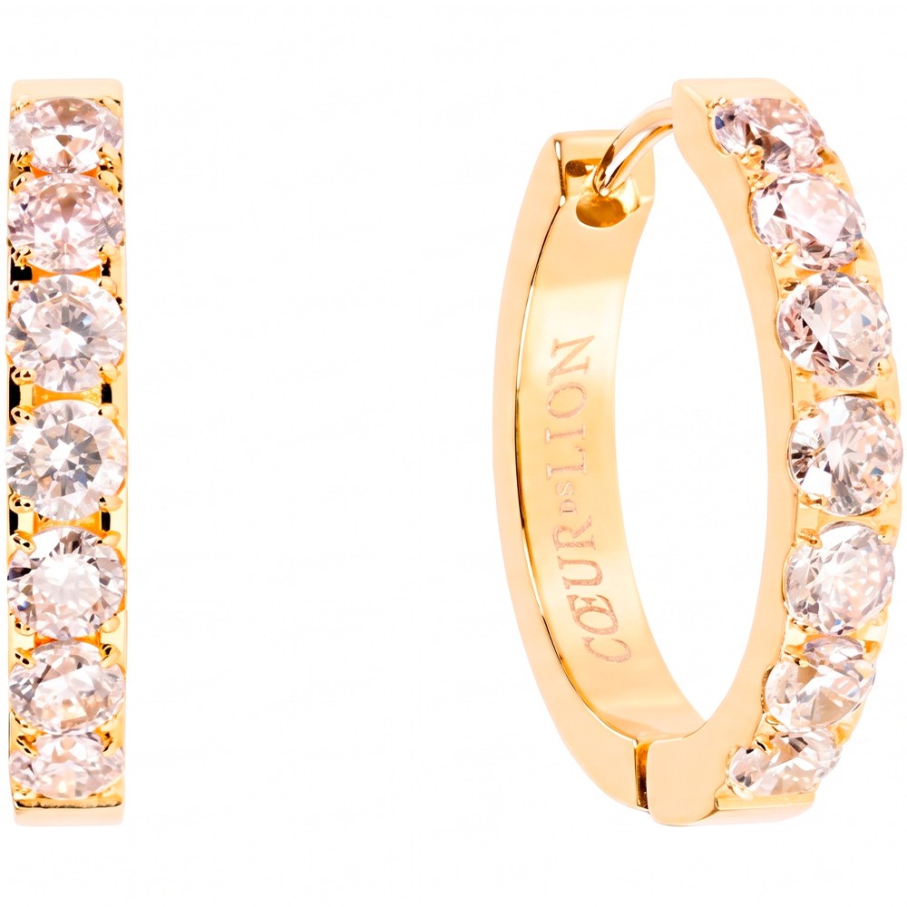 Серьги Coeur de Lion Hoop 20мм Crystal-Gold 0145/23-1816