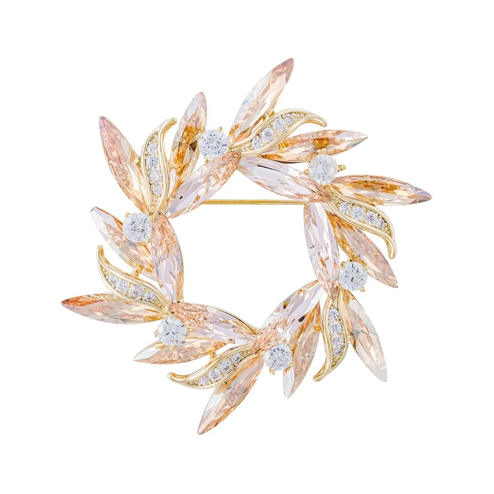 Брошь Fiore Luna ВЕНЕЦ Zircon+crystal XR14425A3 BR/G
