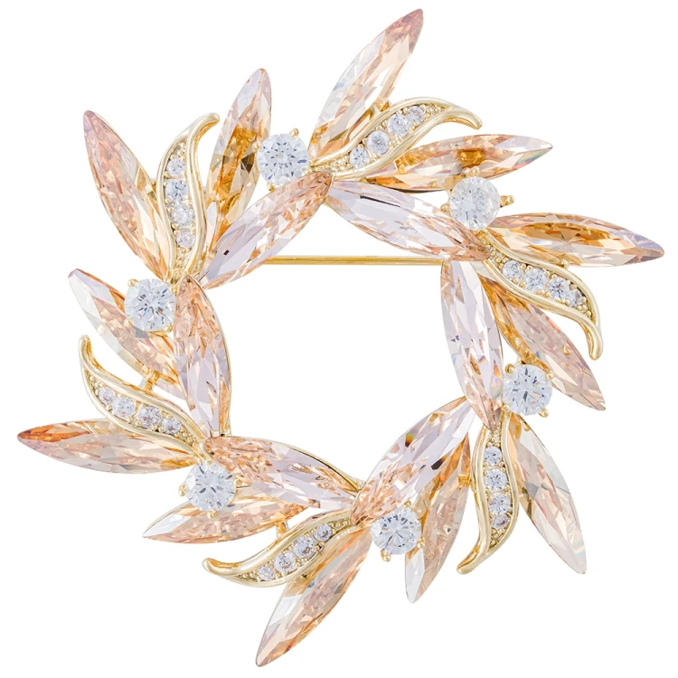 Брошь Fiore Luna ВЕНЕЦ Zircon+crystal XR14425A3 BR/G