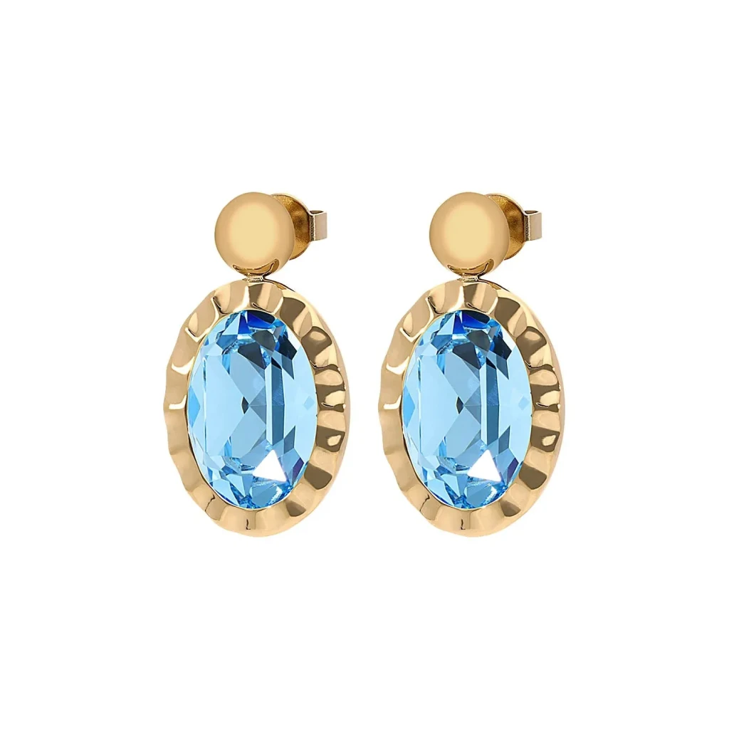 Серьги Qudo TIVOLA UNICA big (G/P) Aquamarine 2,65cm 332028