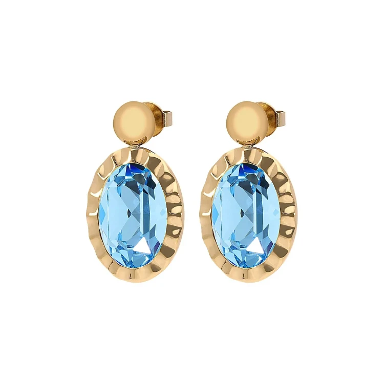 Серьги Qudo TIVOLA UNICA big (G/P) Aquamarine 2,65cm 332028