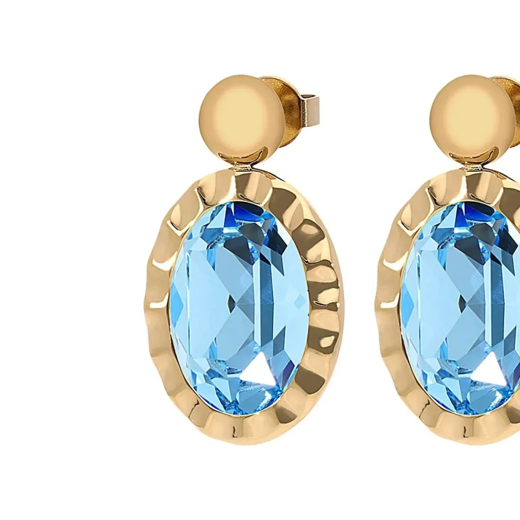 Серьги Qudo TIVOLA UNICA big (G/P) Aquamarine 2,65cm 332028