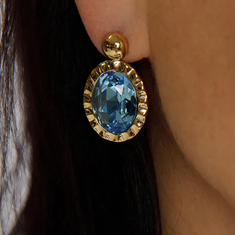 Серьги Qudo TIVOLA UNICA big (G/P) Aquamarine 2,65cm 332028