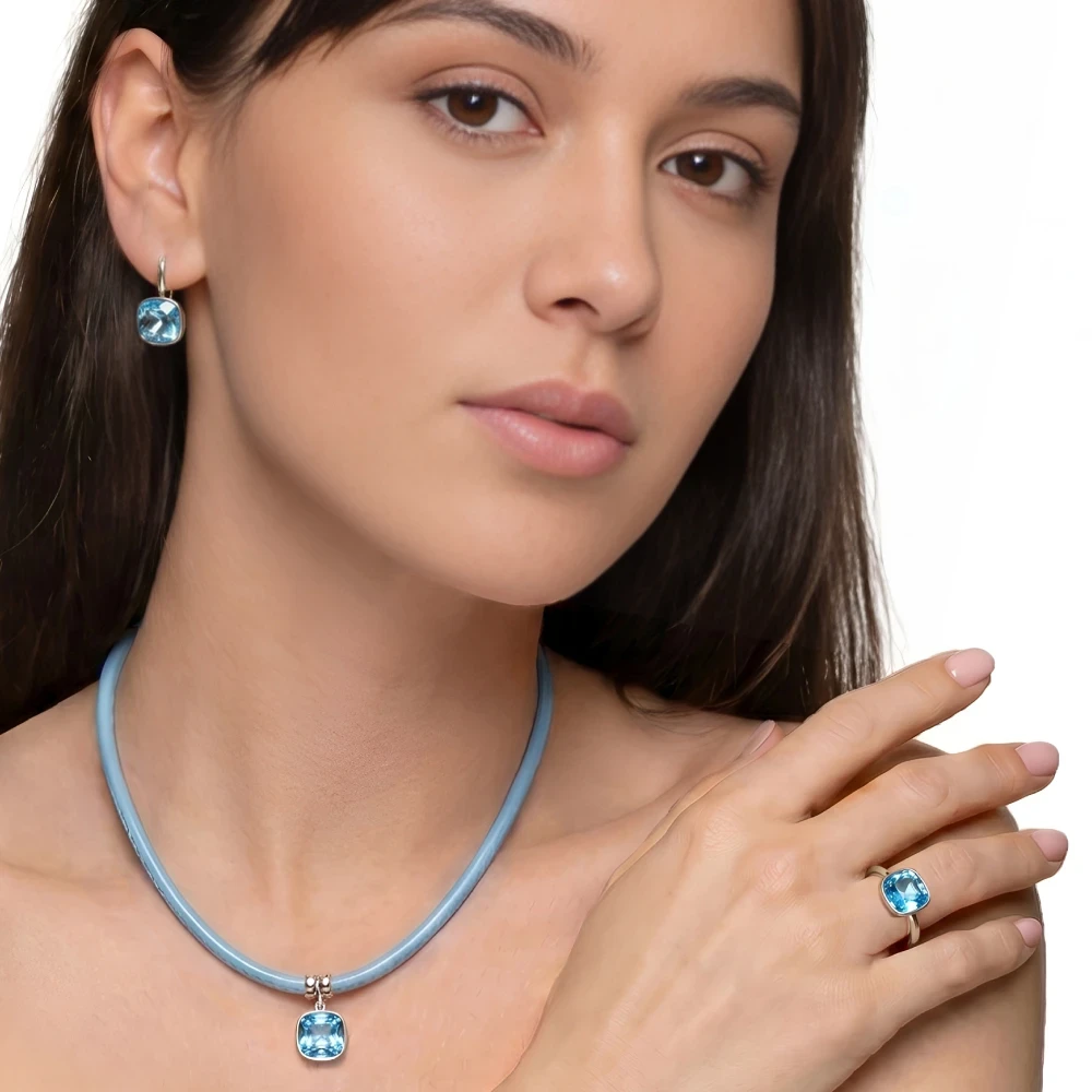 Серьги Aquamarine Fiore Luna A2506.M22 BL/S