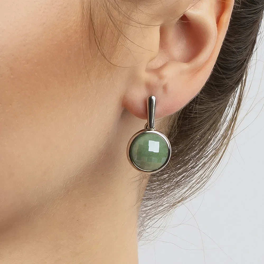 Серьги Possebon pearl green quartz A1993.16 G/S