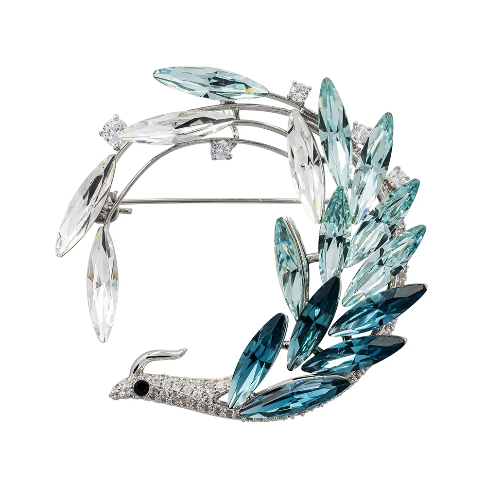Брошь Птица crystal blue XR16682 BL/S Fiore Luna