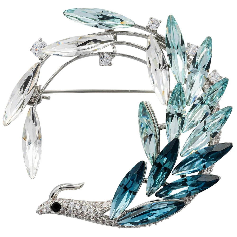Брошь Птица crystal blue XR16682 BL/S Fiore Luna