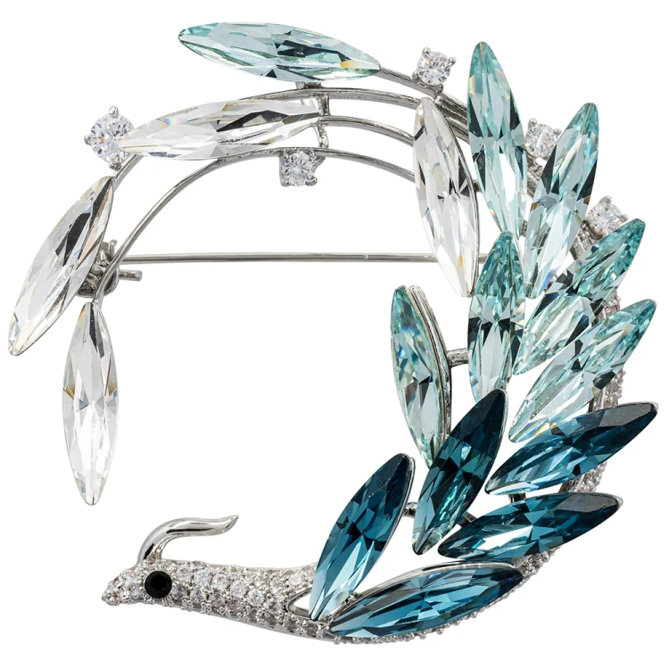 Брошь Птица crystal blue XR16682 BL/S Fiore Luna