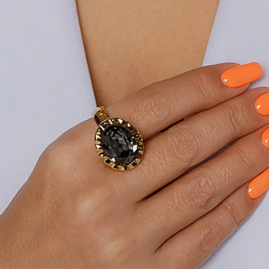 Кольцо Qudo TIVOLA UNICA big (G/P) Crystal silver night 54 687538
