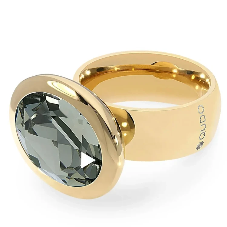 Кольцо Qudo TIVOLA big G black diamond 17.8 мм 632029/17.8 BW/G