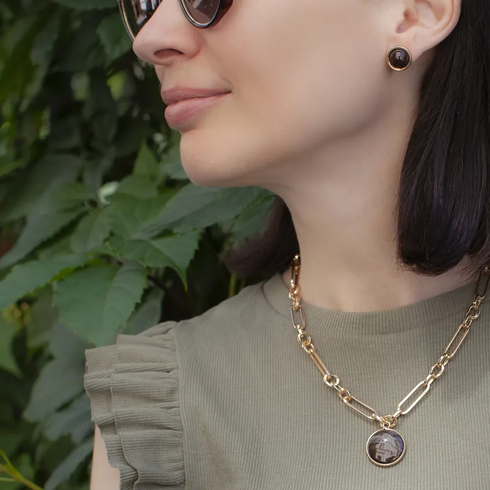 Fiore Luna Пусеты COFFE AGATE LE1107 BR/G