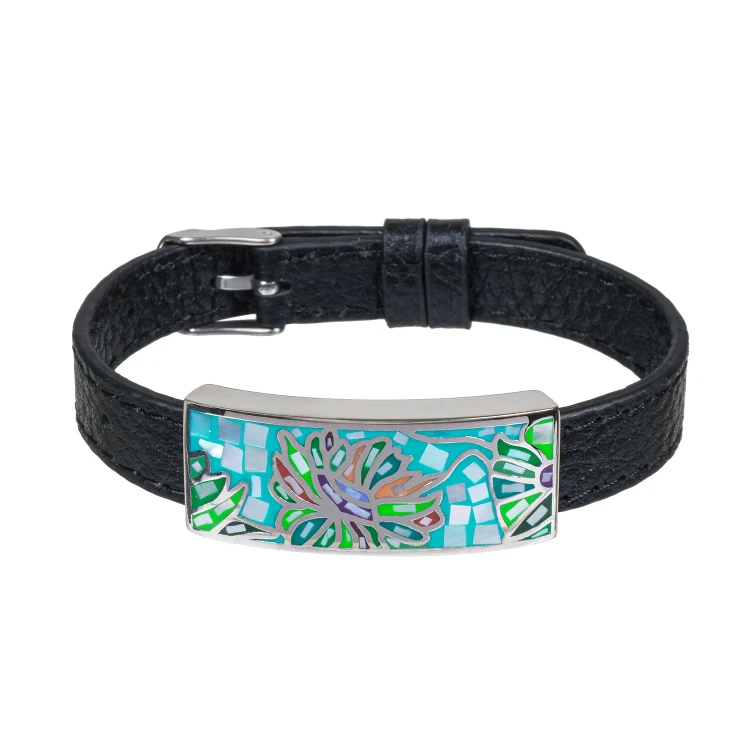 Браслет Fiore Luna на черном кожанном ремешке CB03598-18A