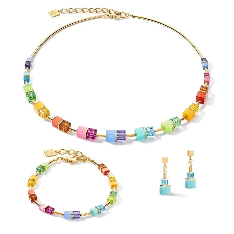 Серьги Coeur de Lion Multicolor Rainbow-Gold 5020/21-1535