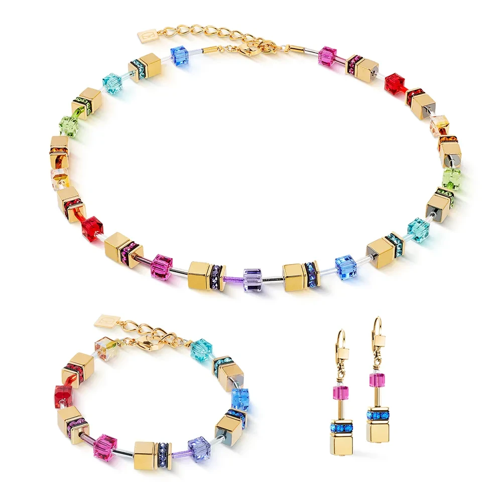 Серьги Coeur de Lion Multicolour Rainbow-Gold 3015/20-1535