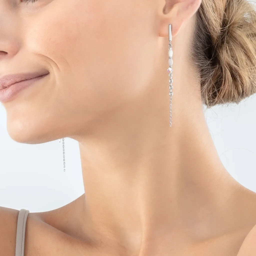 *Серьги Coeur de Lion White-Silver *6005/21-1417