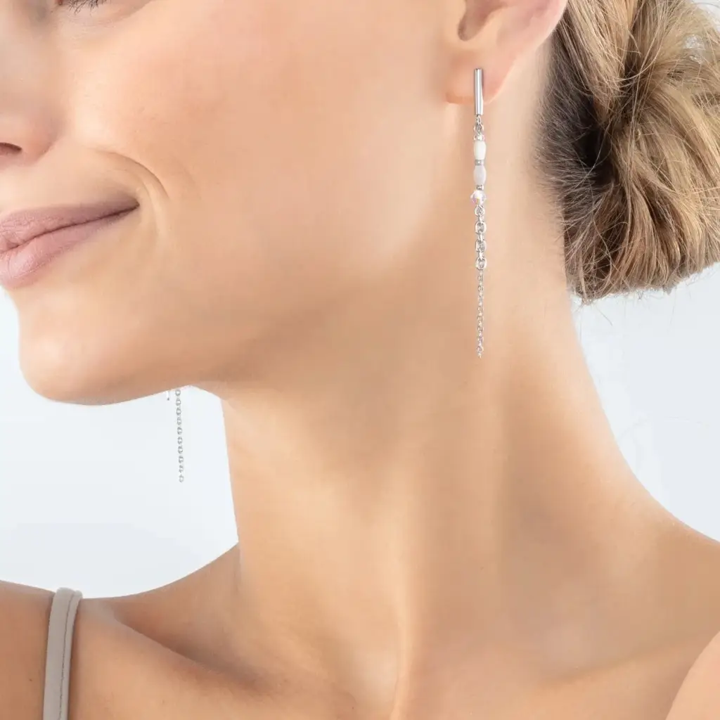 *Серьги Coeur de Lion White-Silver *6005/21-1417