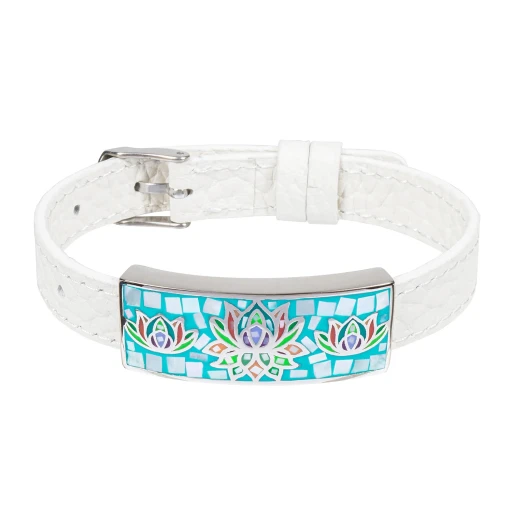 Браслет Fiore Luna на белом кожанном ремешке CB03596-1A