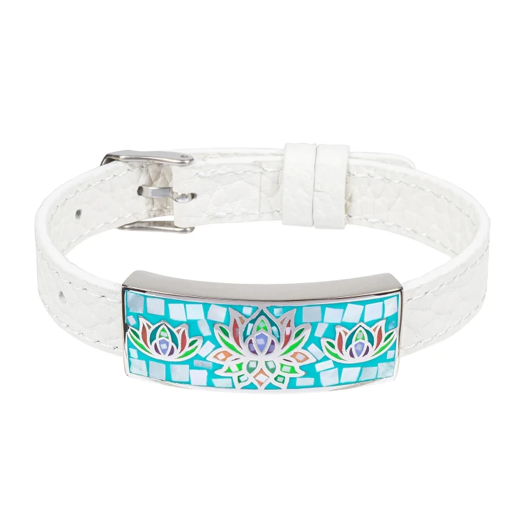 Браслет Fiore Luna на белом кожанном ремешке CB03596-1A