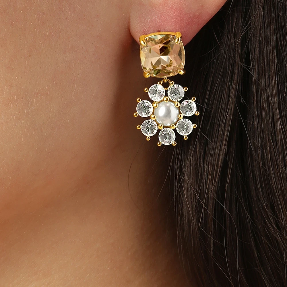 Серьги Dyrberg Kern POPPY SG GOLDEN / CRYSTAL 470118