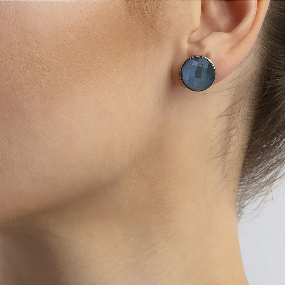 Пусеты pearl black agate A1184.4 BW/S