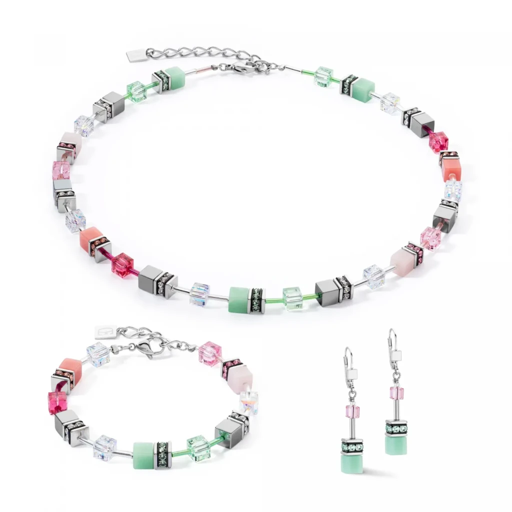 Колье Coeur de Lion Green-Pink 4023/10-0504