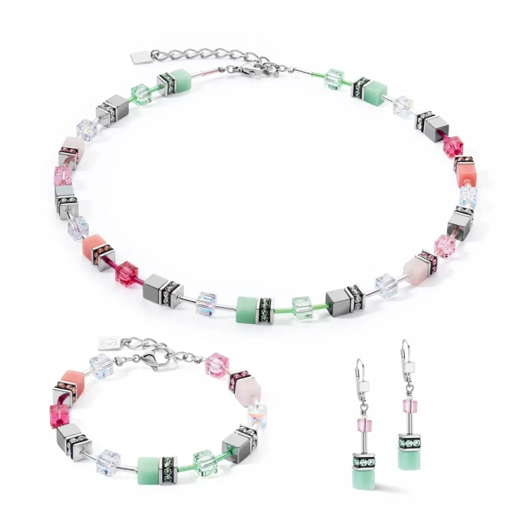 Колье Coeur de Lion Green-Pink 4023/10-0504