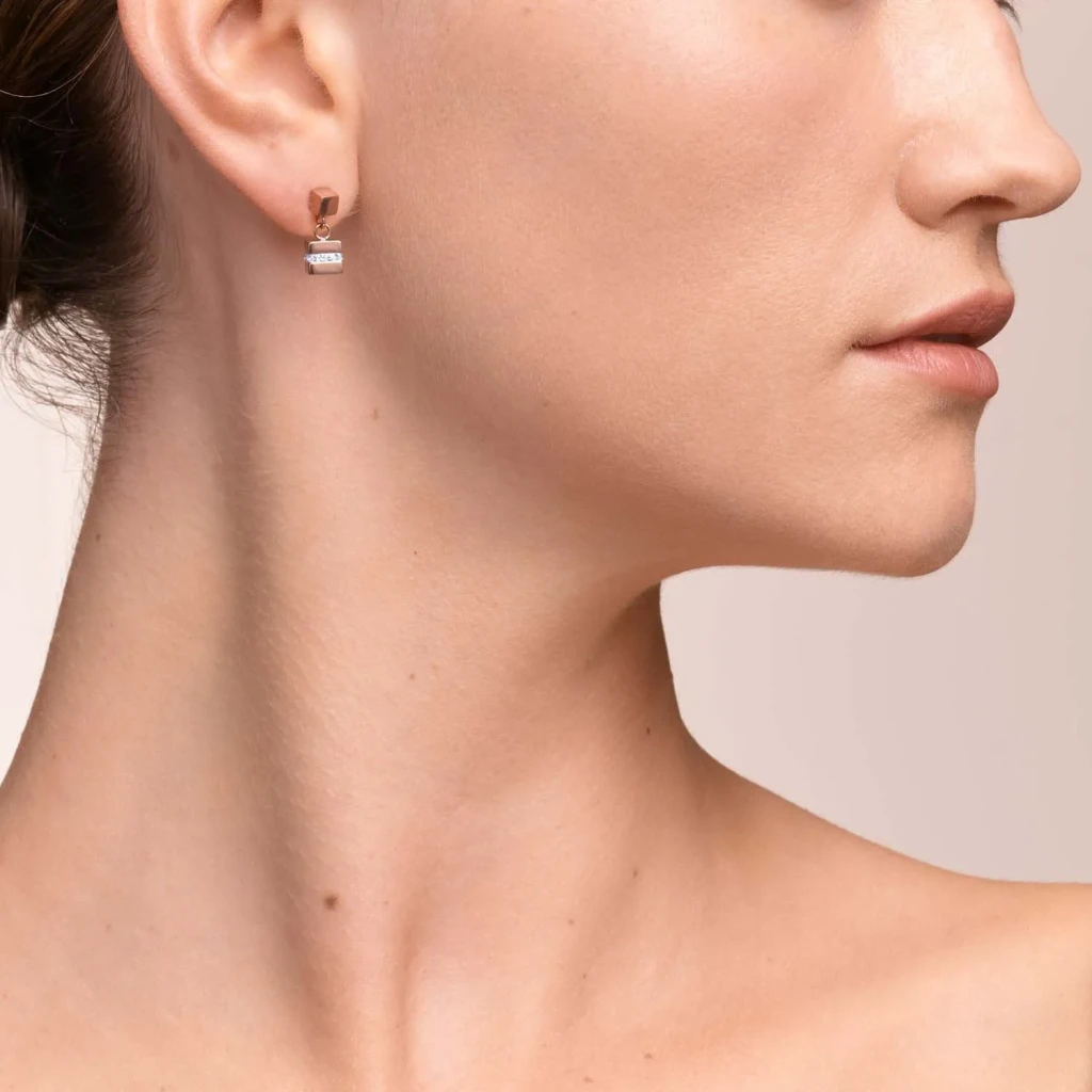 Серьги Coeur de Lion White Rose Gold Silver 5023/21-1822