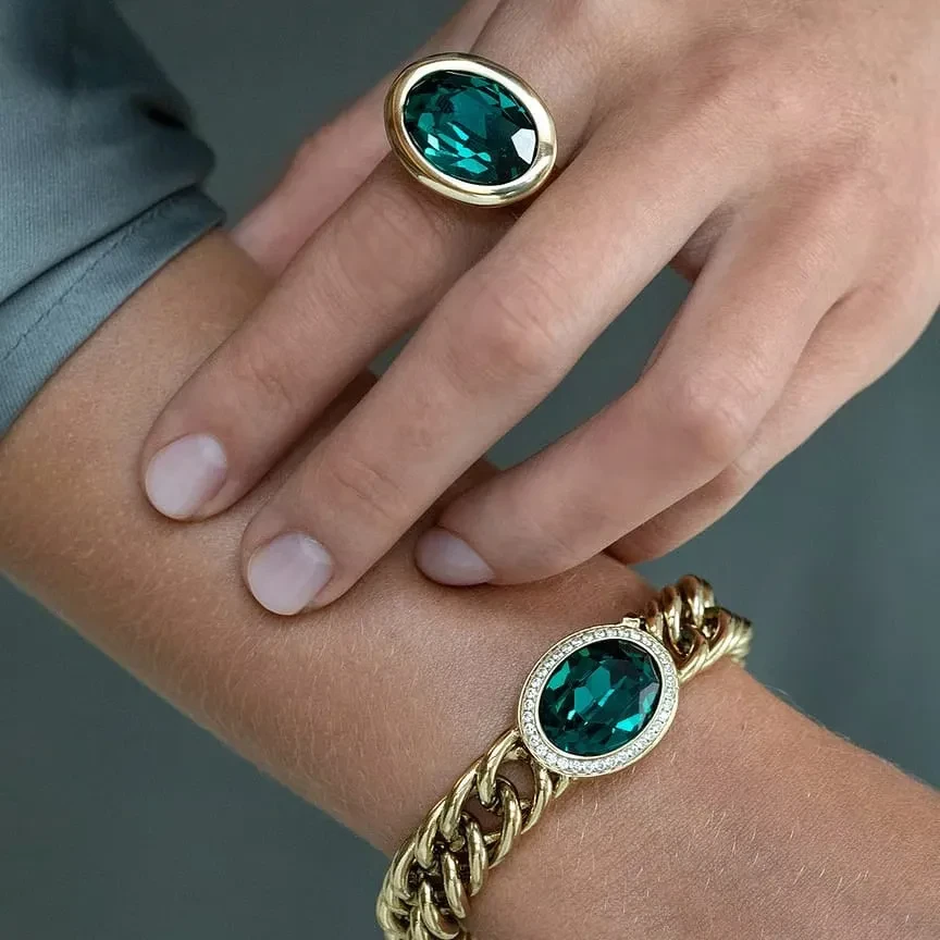 Кольцо Qudo TIVOLA big G emerald 17.2 мм 632328/17.2 G/G