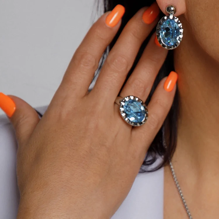 Кольцо Qudo TIVOLA UNICA big (S/P) Aquamarine 58 686505