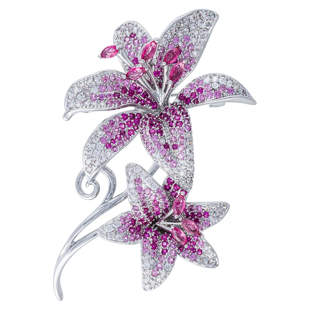 Брошь Fiore Luna ДУЭТ Zircon XR08553P V/S