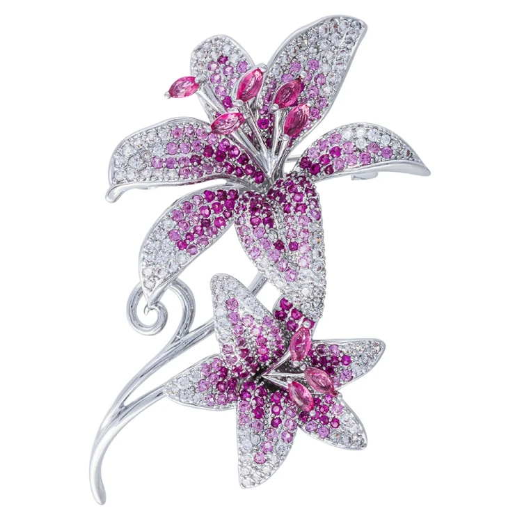 Брошь Fiore Luna ДУЭТ Zircon XR08553P V/S