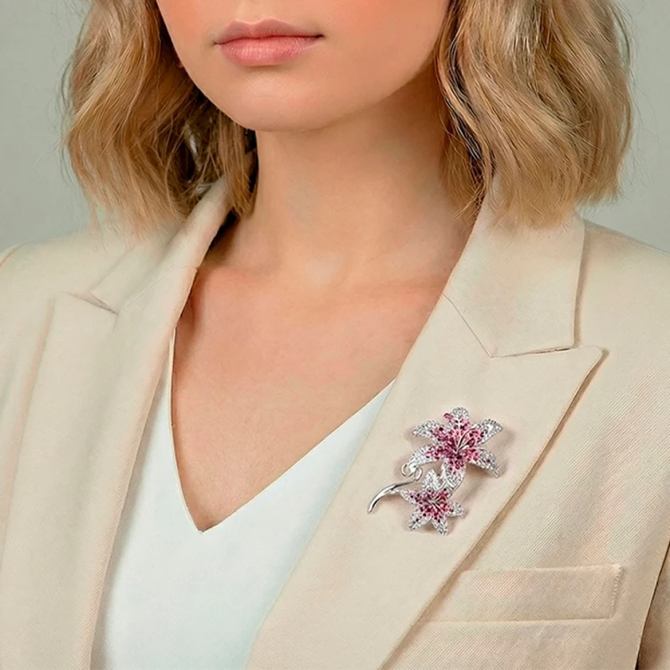 Брошь Fiore Luna ДУЭТ Zircon XR08553P V/S