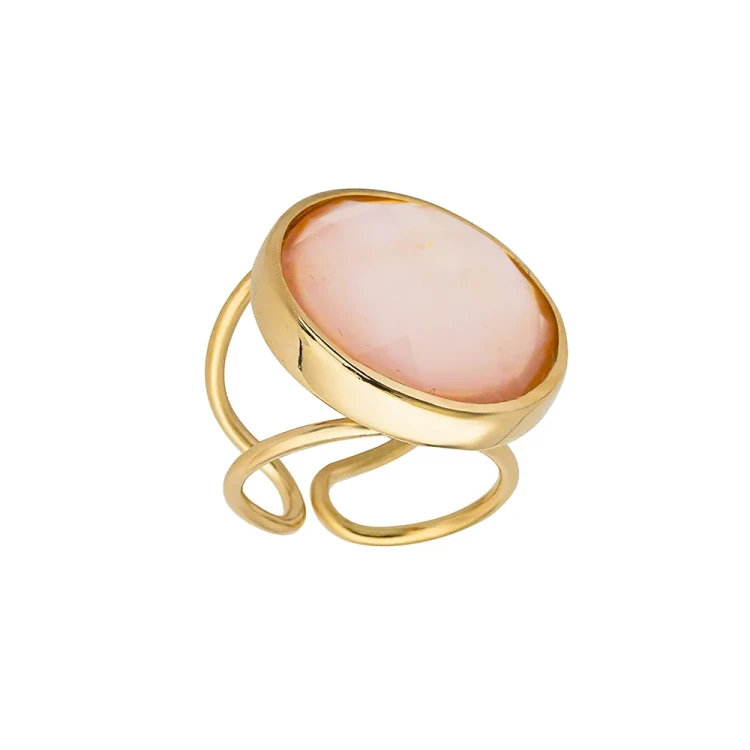 Кольцо Possebon  quartz rose безразмерное K9948.9 R/G
