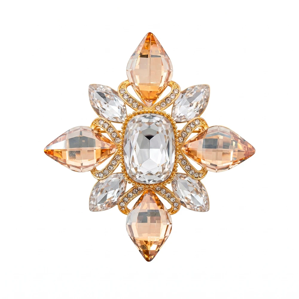 Брошь Icon crystal champagne BR14908 BR/G Fiore Luna