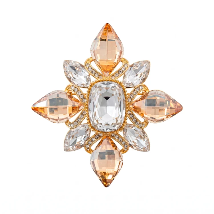 Брошь Icon crystal champagne BR14908 BR/G Fiore Luna