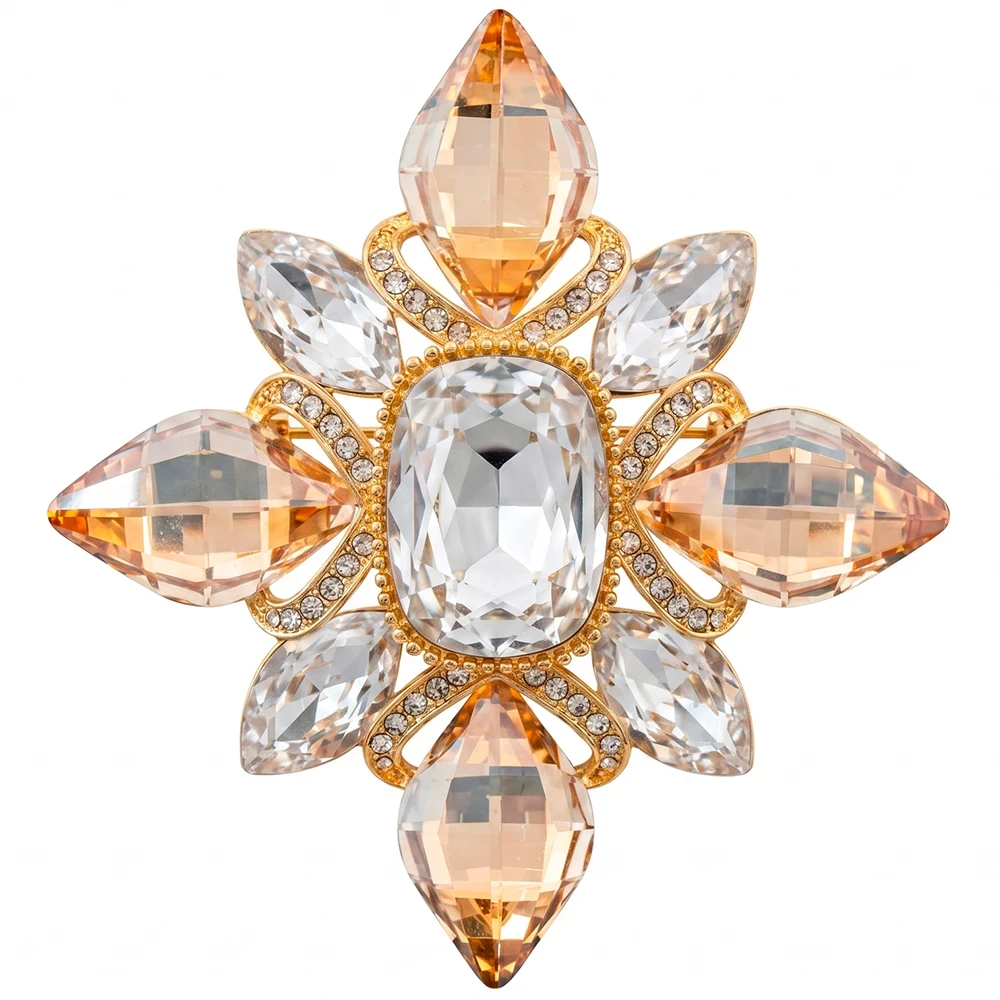 Брошь Icon crystal champagne BR14908 BR/G Fiore Luna