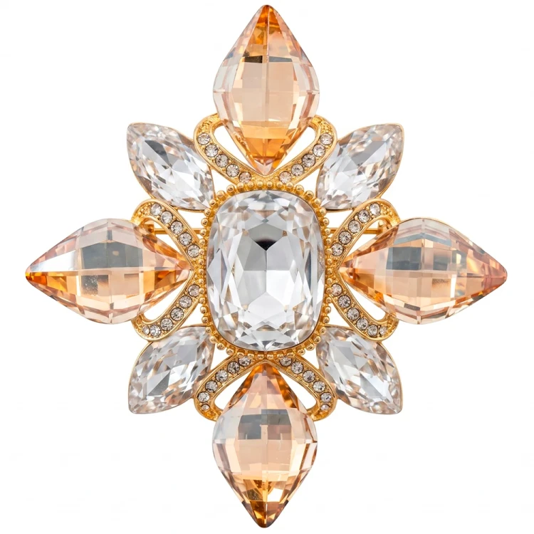 Брошь Icon crystal champagne BR14908 BR/G Fiore Luna