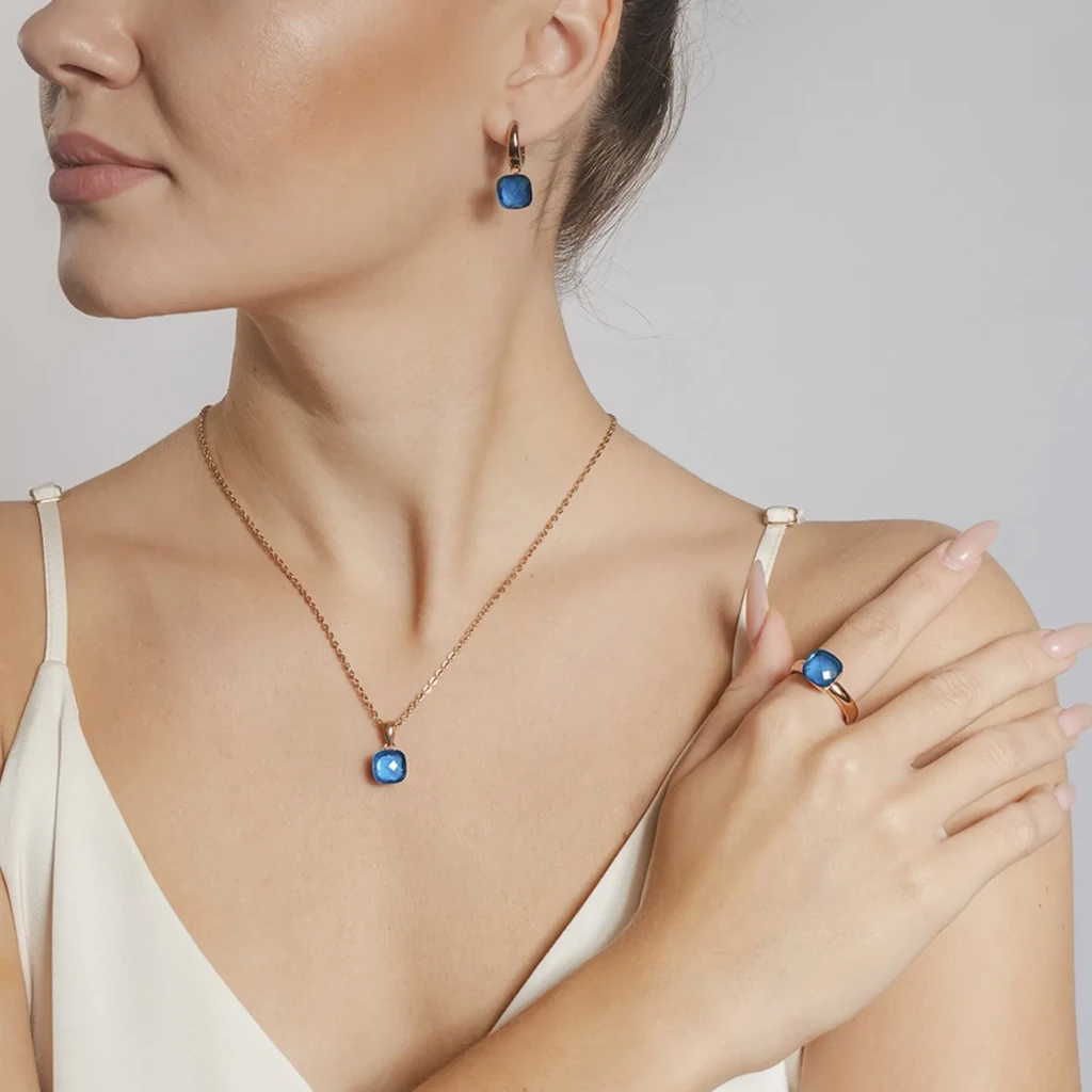 Колье Qudo Firenze sapphire 400299.1 BL/RG