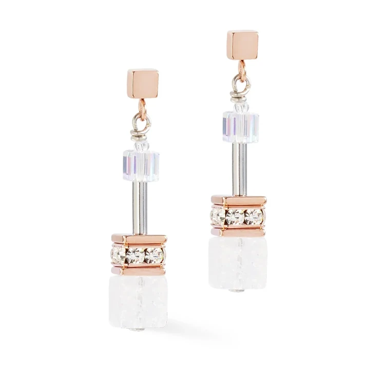 Серьги Coeur de Lion White-Rose Gold 3018/21-1425