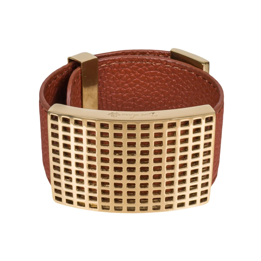 Браслет Fiore Luna на кожаном коричневом ремешке CB00999-2 BR/G