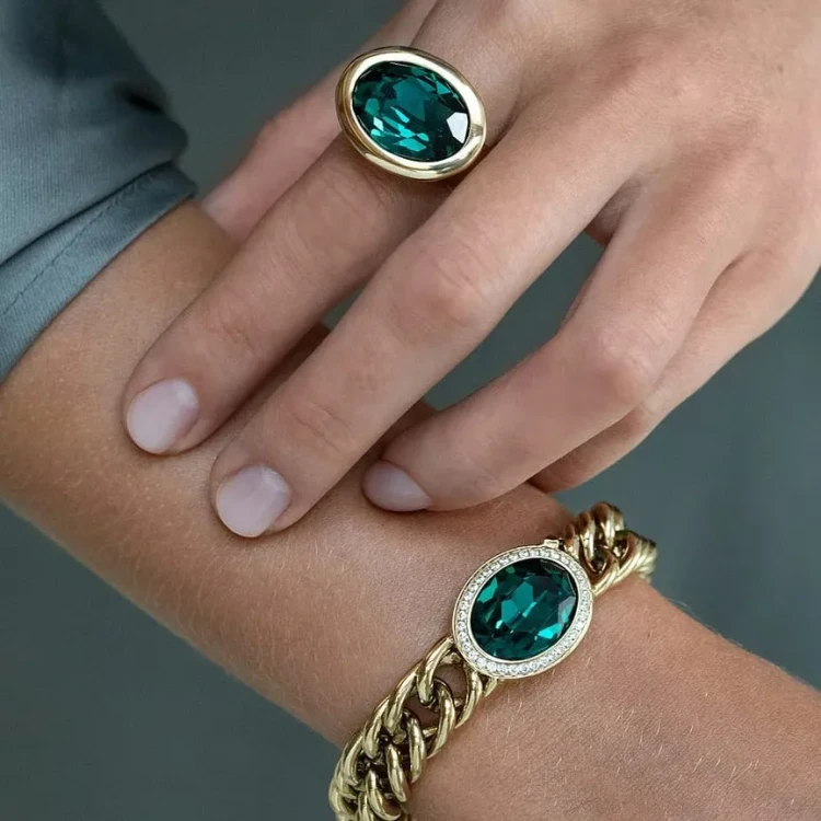 Кольцо Qudo TIVOLA big S emerald  18.5 мм 632324/18.5 G/S